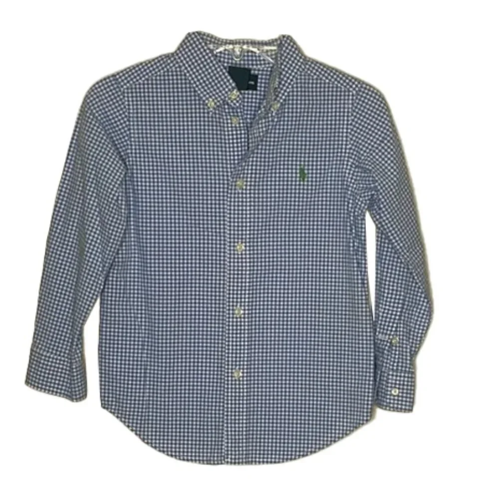 ❤️ RALPH LAUREN Boys Checkered Button-Down Shirt Size S